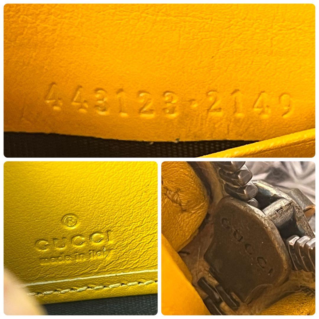 良品✨GUCCI マーモント　長財布　キルティング　ラウンドファスナー　イエロー