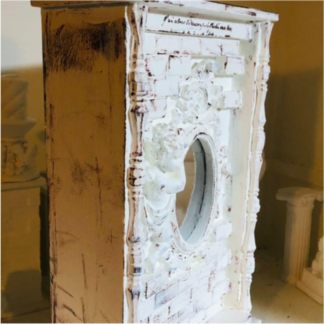 ❤アンティーク加工 リバーシブル天使の壁型ミラーオブジェ 裏面シェルフ ブライス