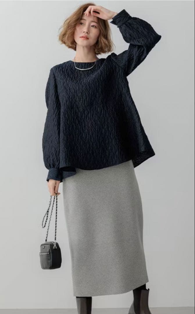 【新品タグ付き】23区 洗える　エクラジャカード ペプラム ブラウス　黒