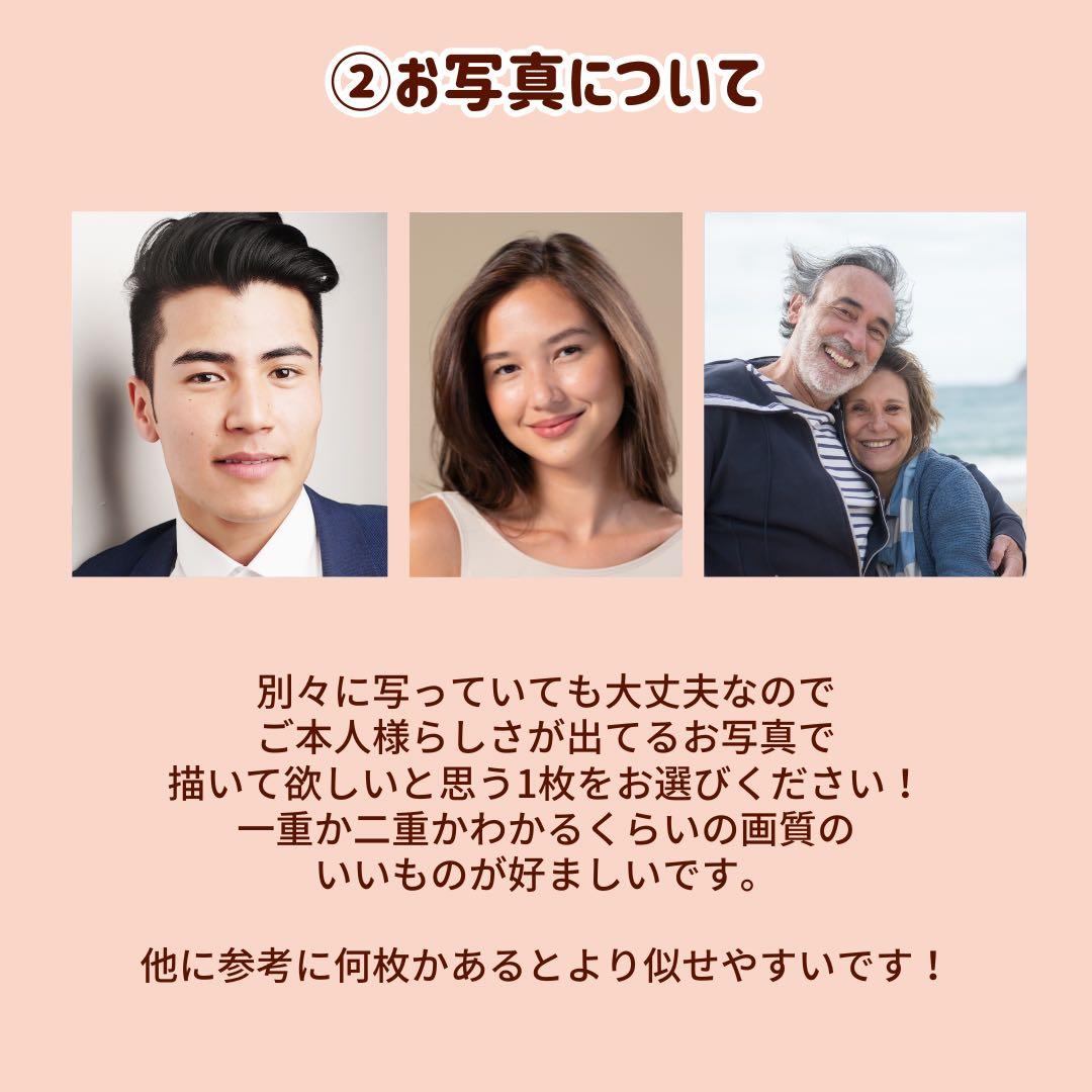 3名さま　A4サイズ【似顔絵オーダー】ナチュラルフレーム　キーホルダー2点