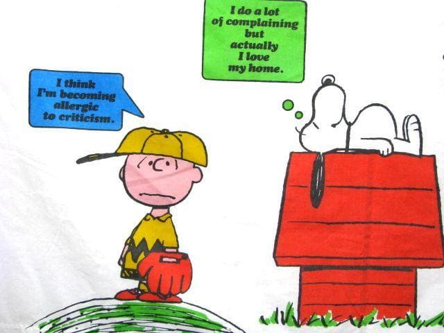 ＠美品 ビンテージ スヌーピー ポリ&コットン フラットシーツ