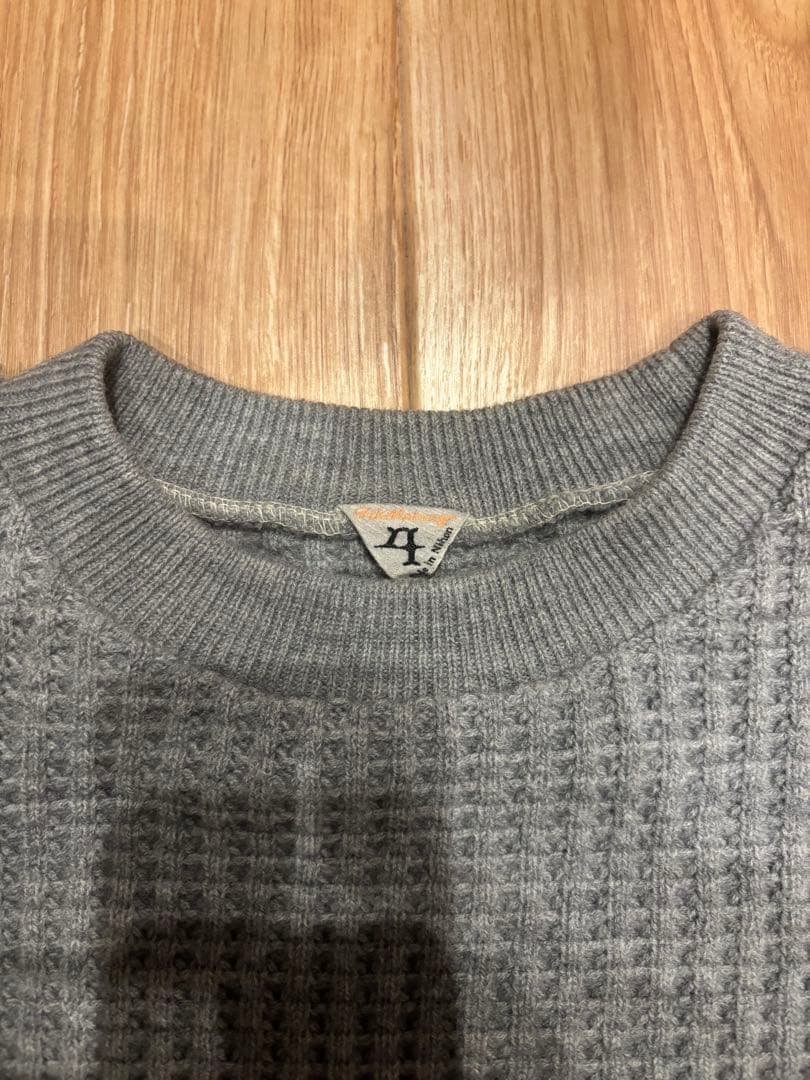 極美品Filmelangeフィルメランジェワッフルニットセーターグレー日本製