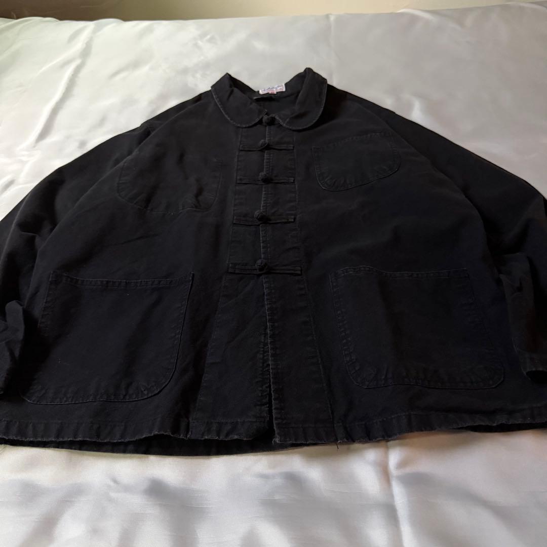 70s vintage ユーロ フレンチチャイナ ワークジャケット ブラック