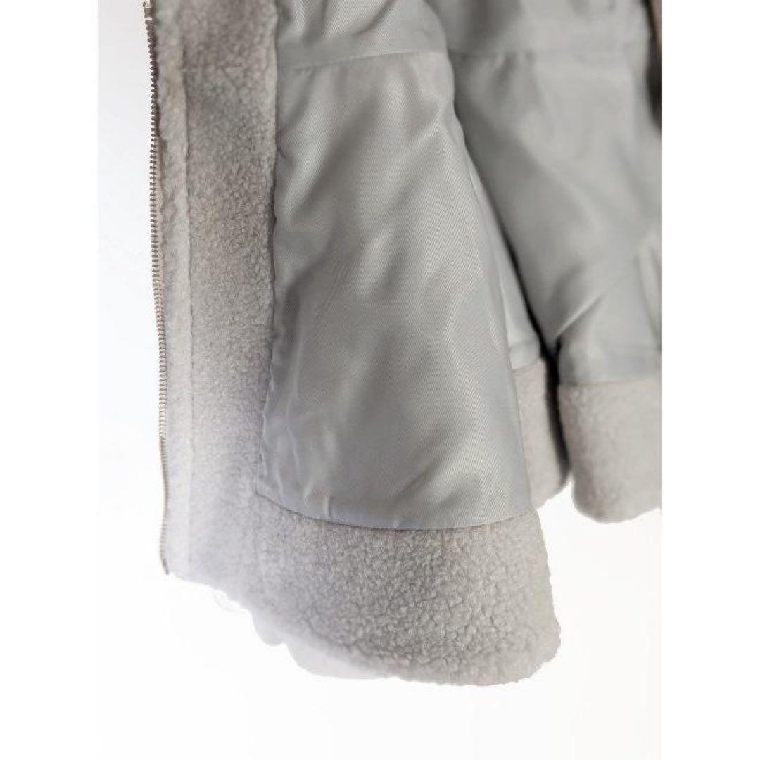 ボア ノーカラージャケット グレー