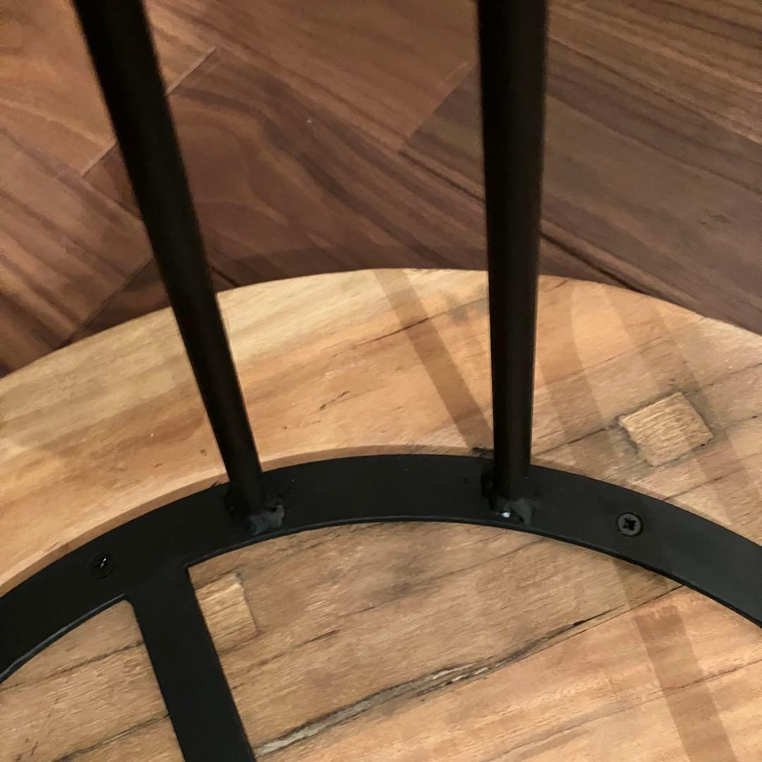 古材とアイアンのコーヒーテーブル ヴィンテージ風サイドテーブル 丸円型60cm