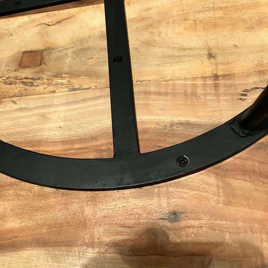 古材とアイアンのコーヒーテーブル ヴィンテージ風サイドテーブル 丸円型60cm