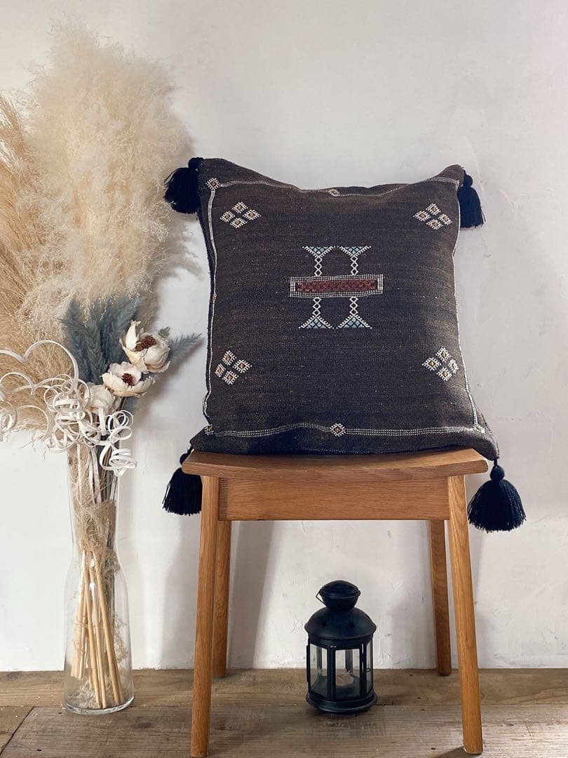 モロッコ製 カクタスシルク サブラ クッションカバー約52〜54×50cm