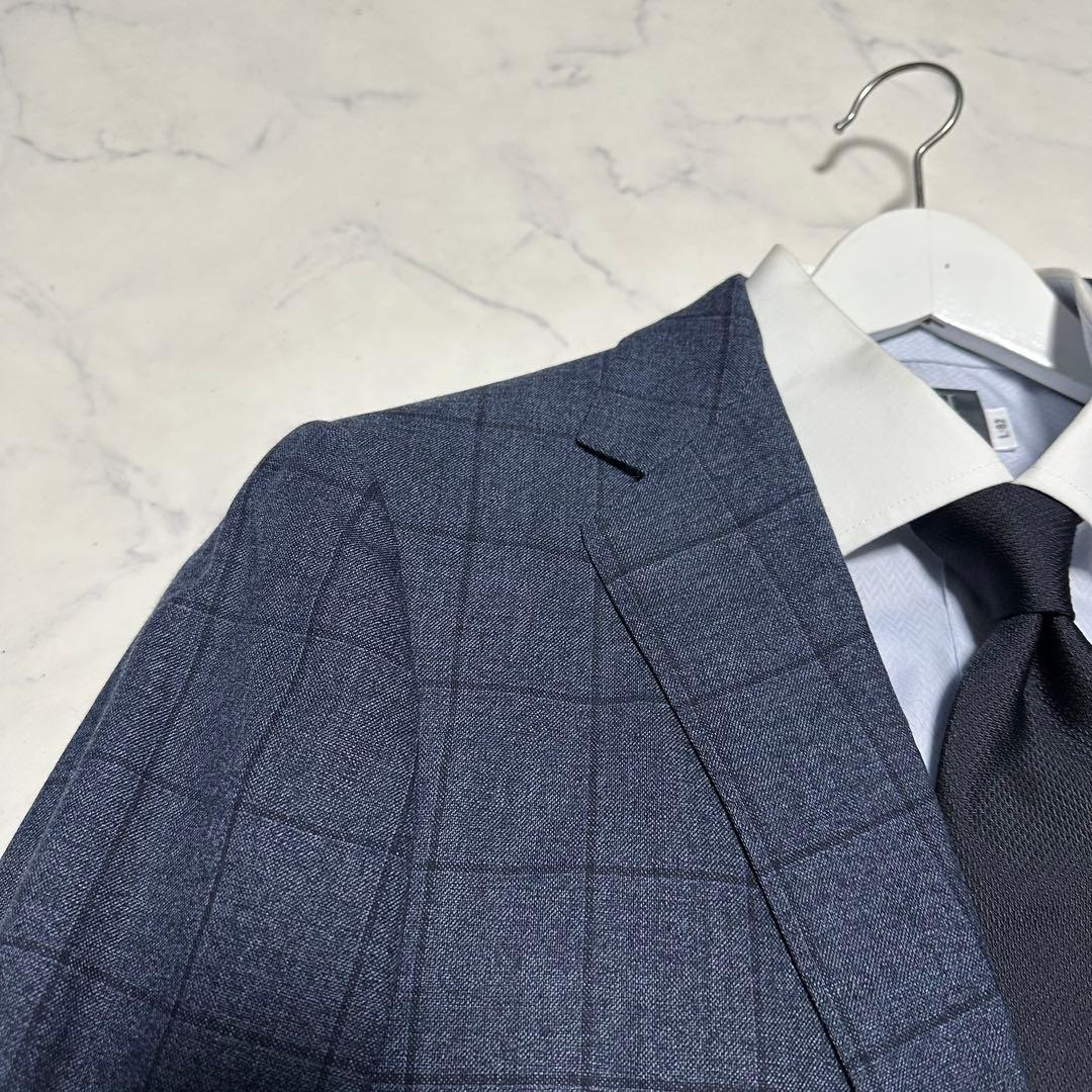 未使用級美品　ユナイテッドアローズ　セットアップスーツ　ネイビー　紺　チェック