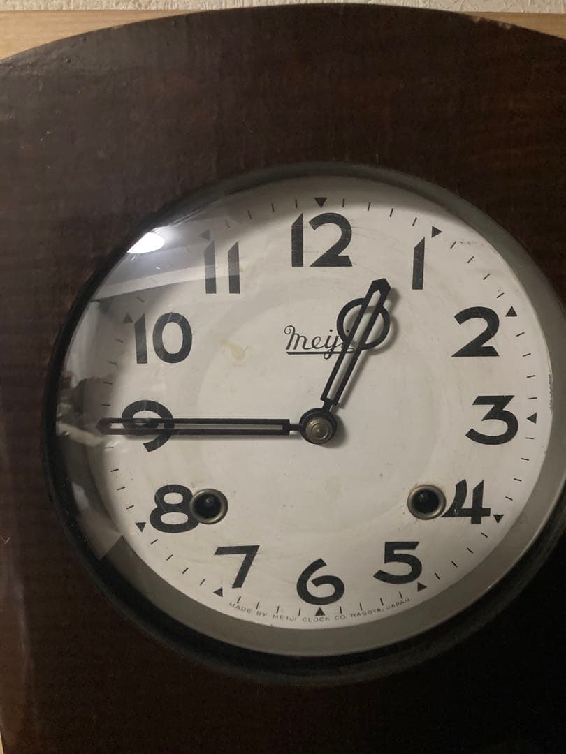 Meiji時計 数打ち式8日巻アンティーク柱時計 稼働中