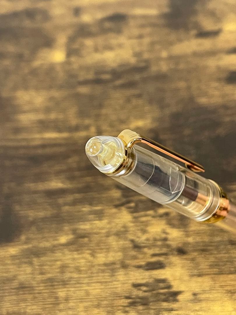 長刀　透明×ゴールド　ふでDEまんねん　NAG 万年筆　デモンストレーター