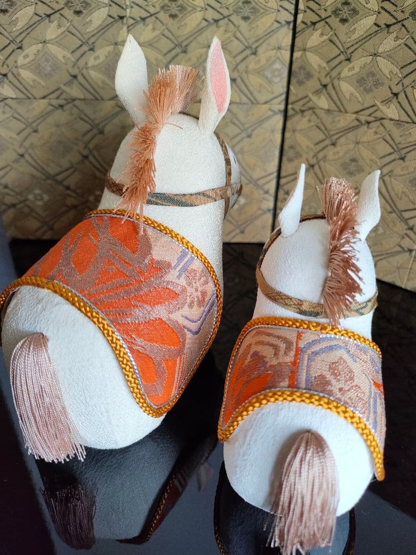 創作人形　午　干支　お正月飾り　縮緬　親子一点物