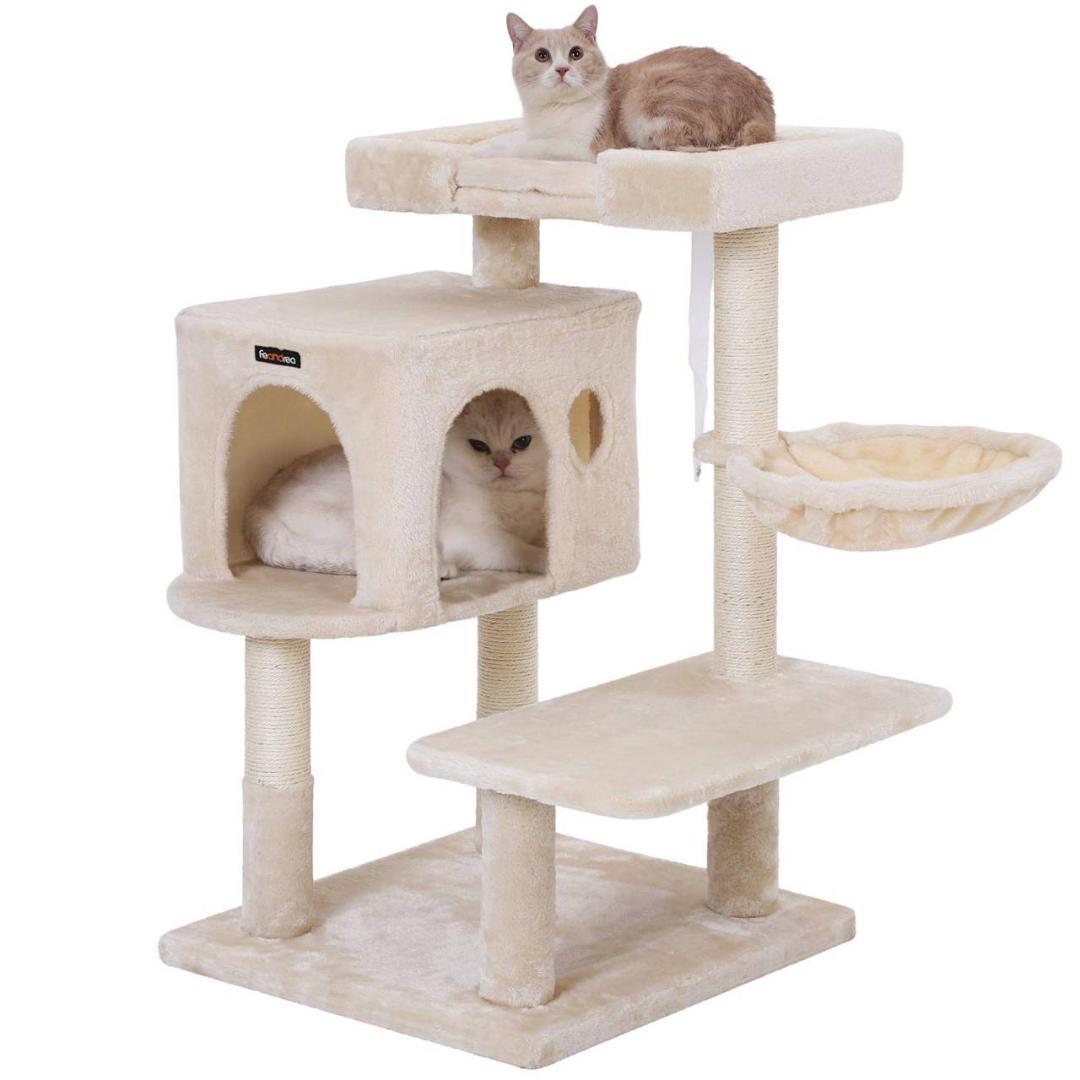 子猫やシニア猫向けの低めの段差付きキャットタワー