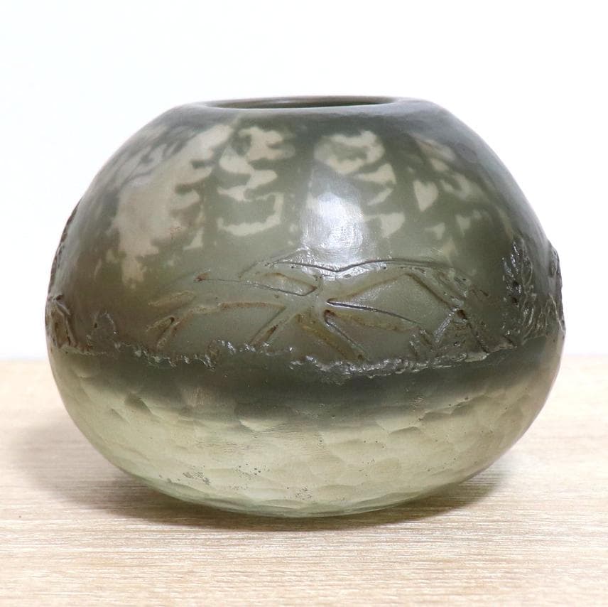 ドーム・ナンシー 1903年 動物の群れ 風景 花瓶 円形 壺 アンティーク