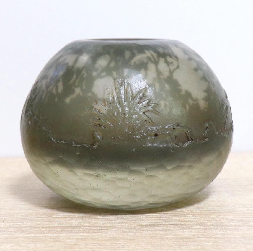 ドーム・ナンシー 1903年 動物の群れ 風景 花瓶 円形 壺 アンティーク