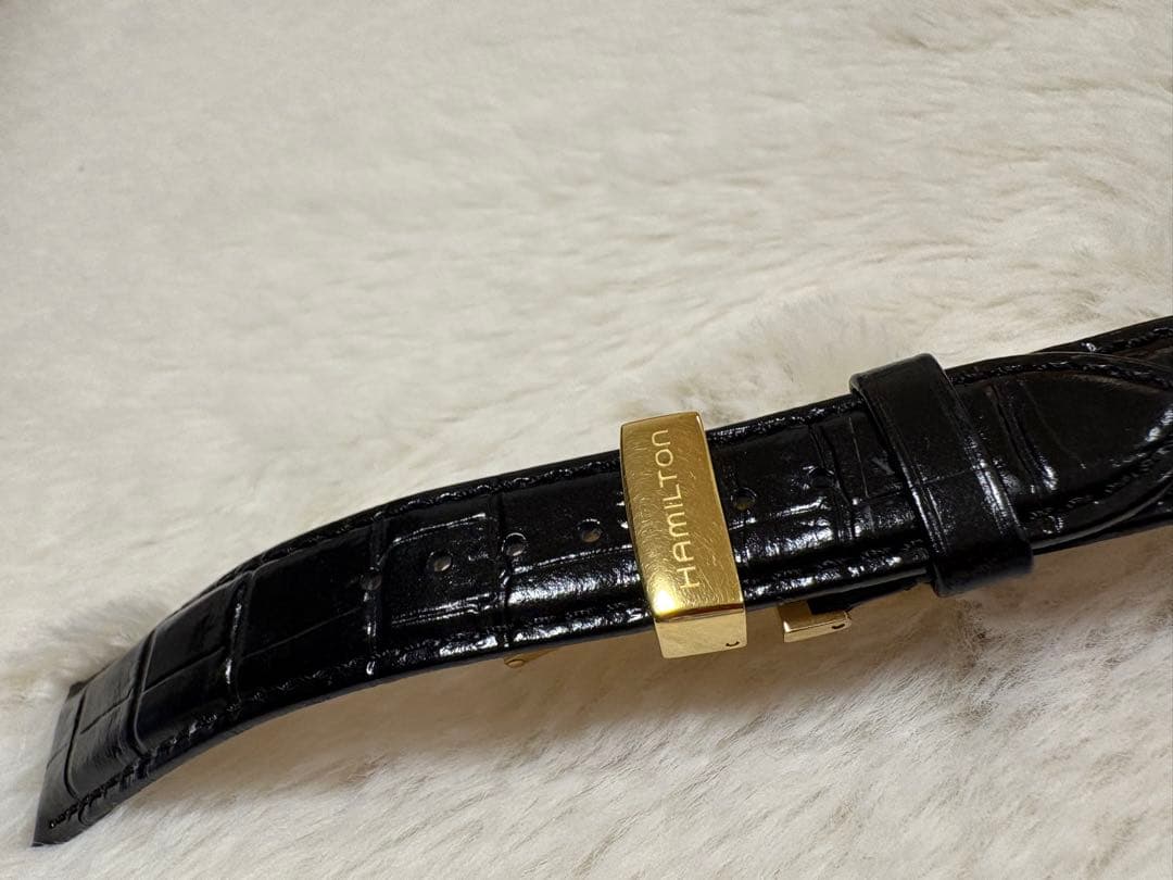 ★HAMILTON★ベンチュラ純正/クロコダイル型押しベルト(ゴールド)