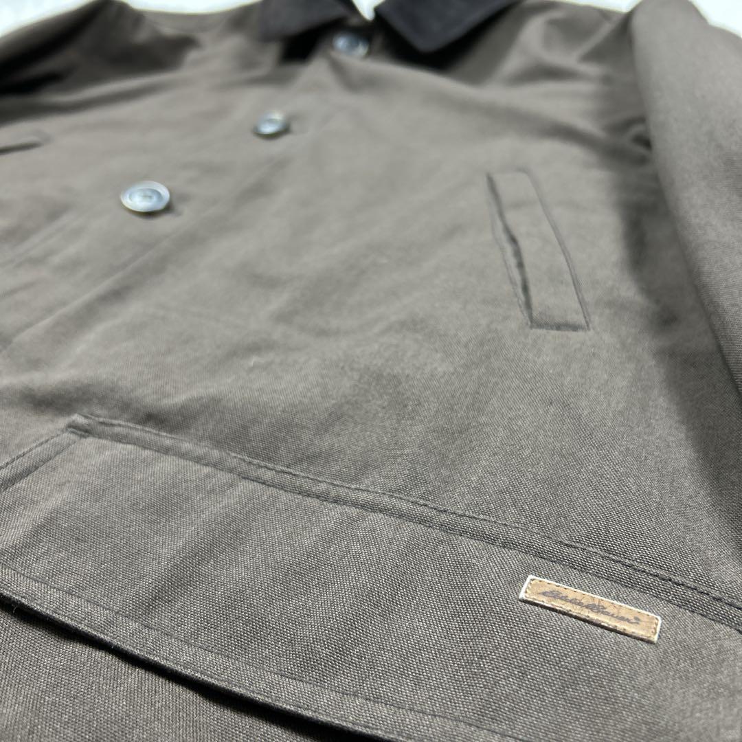 極美品　エディーバウアー　ポリエステルジャケット 豚革襟 カバーオール　L