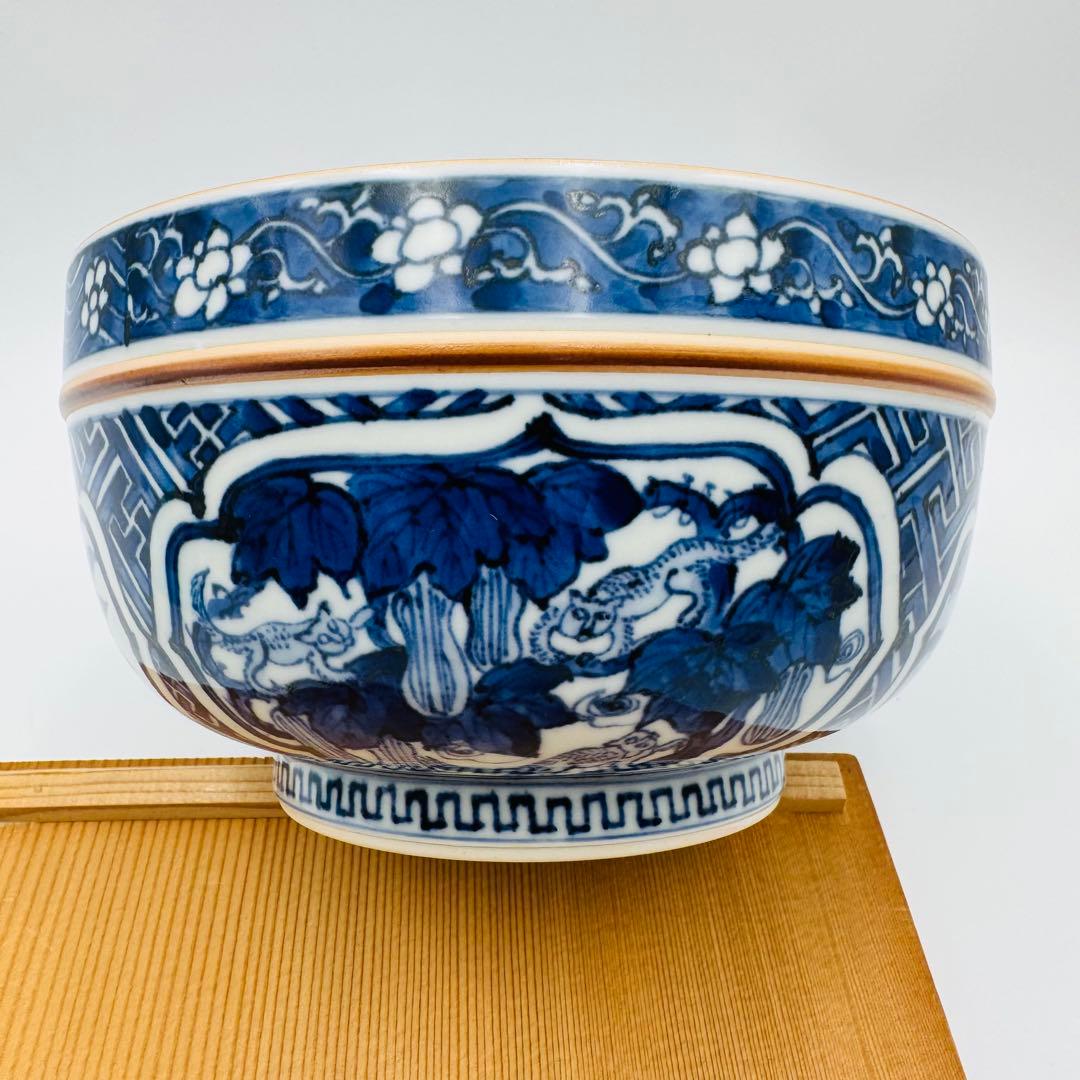 【清閑寺　杉田祥平　祥端面取花鳥山水画　鉢】料亭　割烹　食器