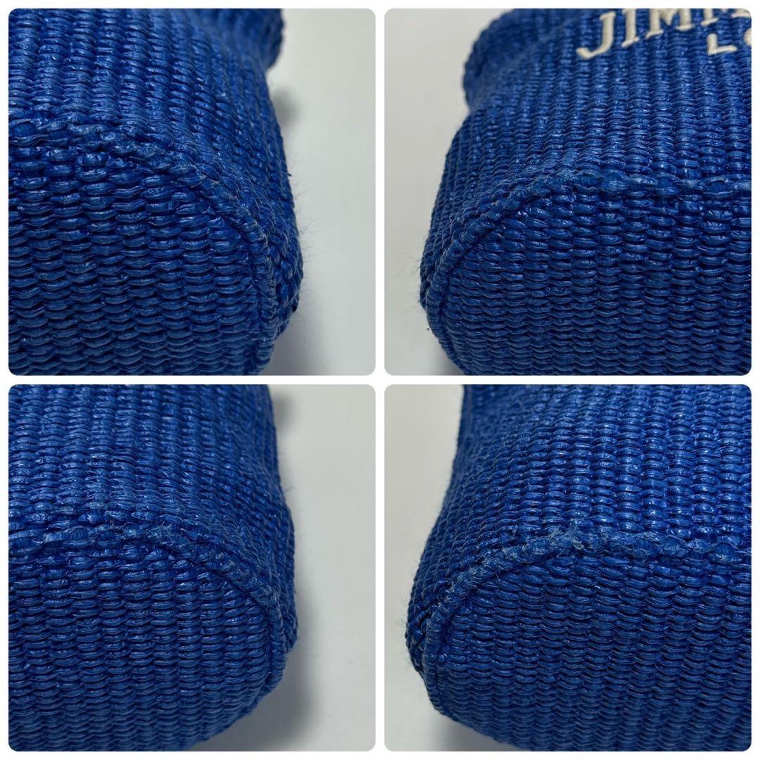 f88【極美品】ジミーチュウ　刺繍ロゴラフィア　2way ショルダーかごバッグ.