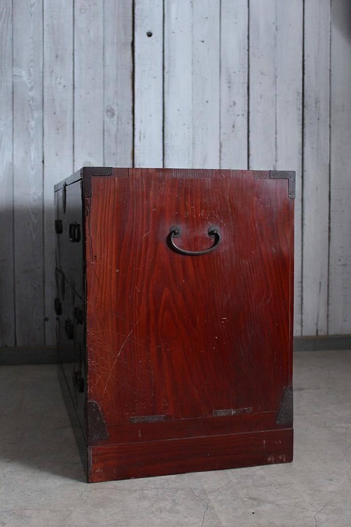 ゆず　綺麗な丸金具庄内箪笥　4杯　タンス　収納　古家具　古民家　時代家具