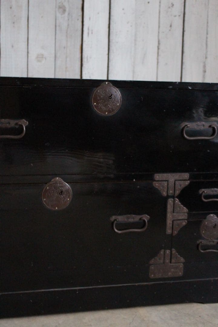 ゆず　綺麗な丸金具庄内箪笥　4杯　タンス　収納　古家具　古民家　時代家具