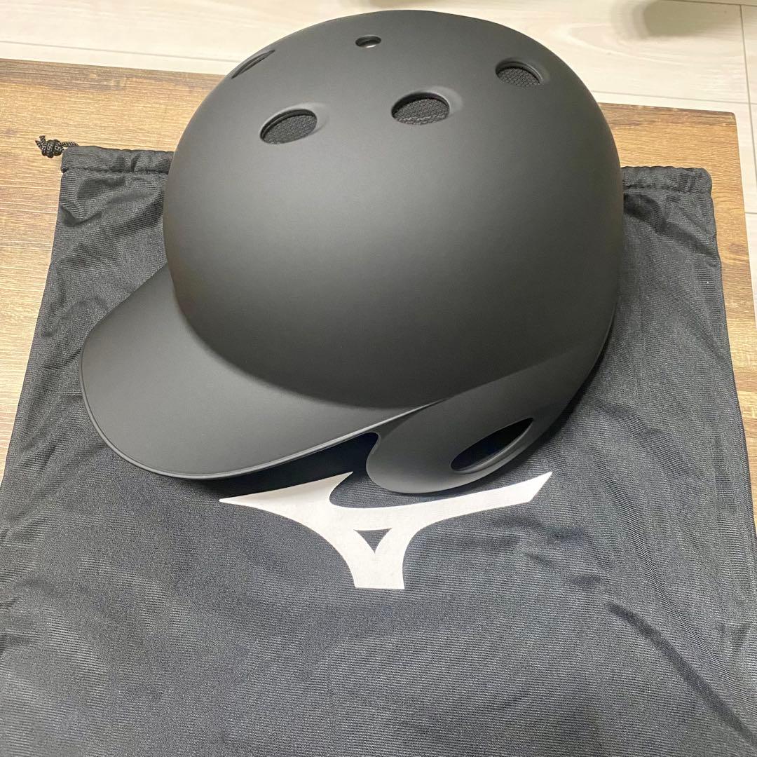 新品未使用　ミズノ 軟式 ツヤ消し 片耳ヘルメット 右打者用　Sサイズ　ブラック