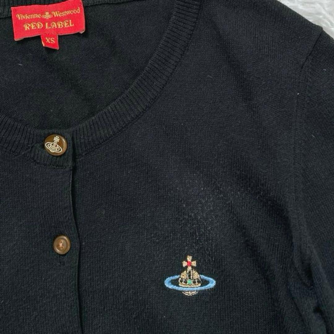 希少✨ヴィヴィアンウエストウッド オーブ刺繍 カーディガン 黒　XS コットン