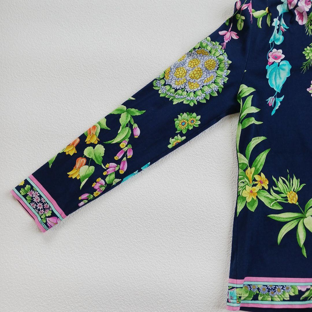 美品♬LEONARD　レオナール　花柄　総柄　カットソー　トップス　ネイビー
