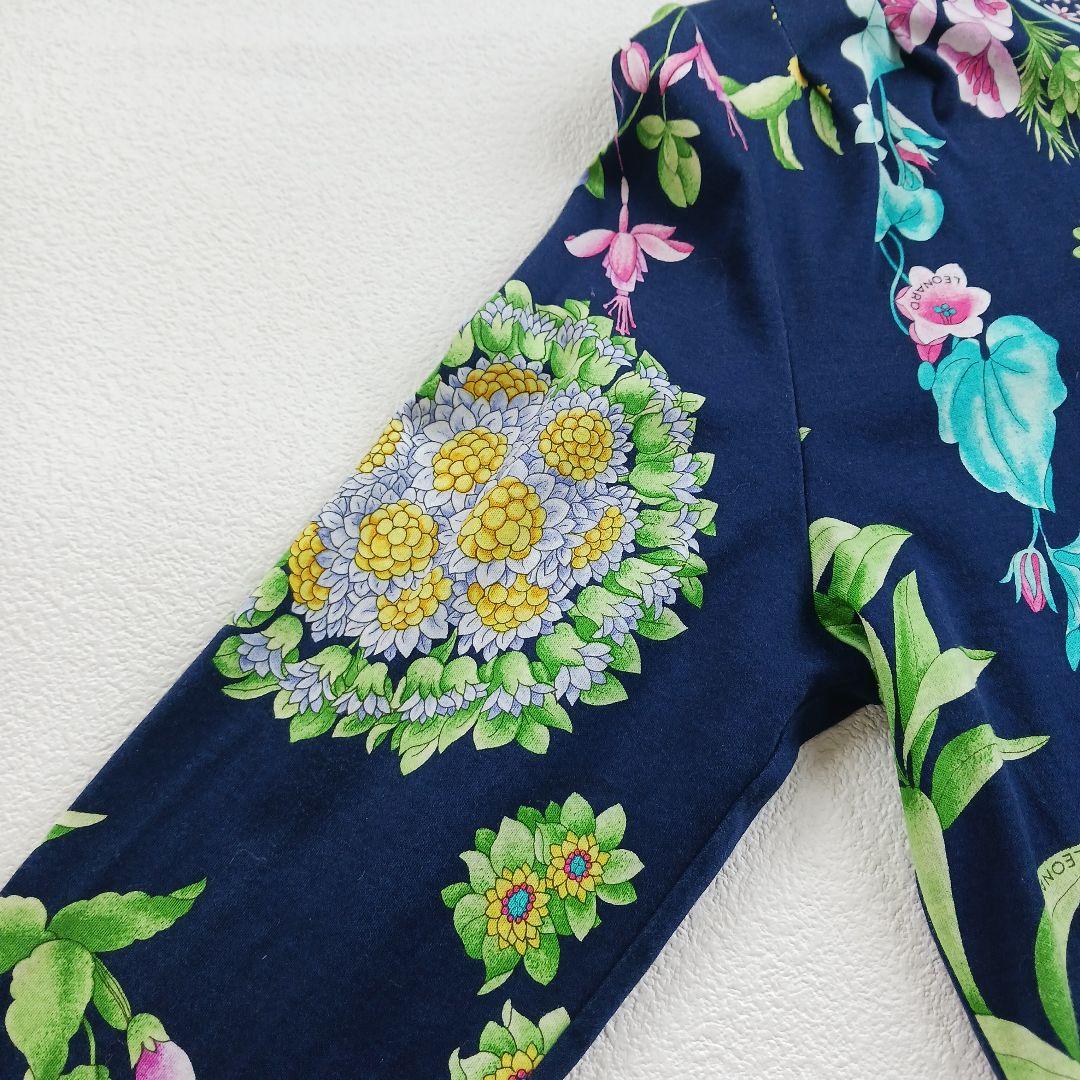美品♬LEONARD　レオナール　花柄　総柄　カットソー　トップス　ネイビー