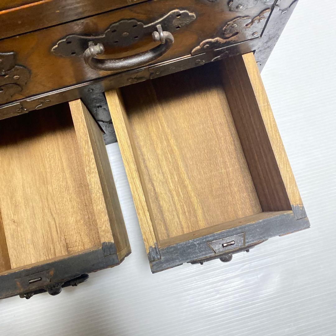 木製箪笥 5引き出し 時代家具 和風 レトロアンティーク 金具付き 収納 和家具