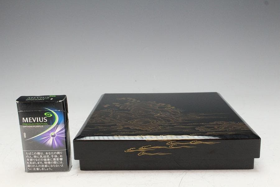 京塗 名門 平安 美濃屋 みの屋 蓬莱蒔絵 硯箱 筆 揃未使用(K-XA880)