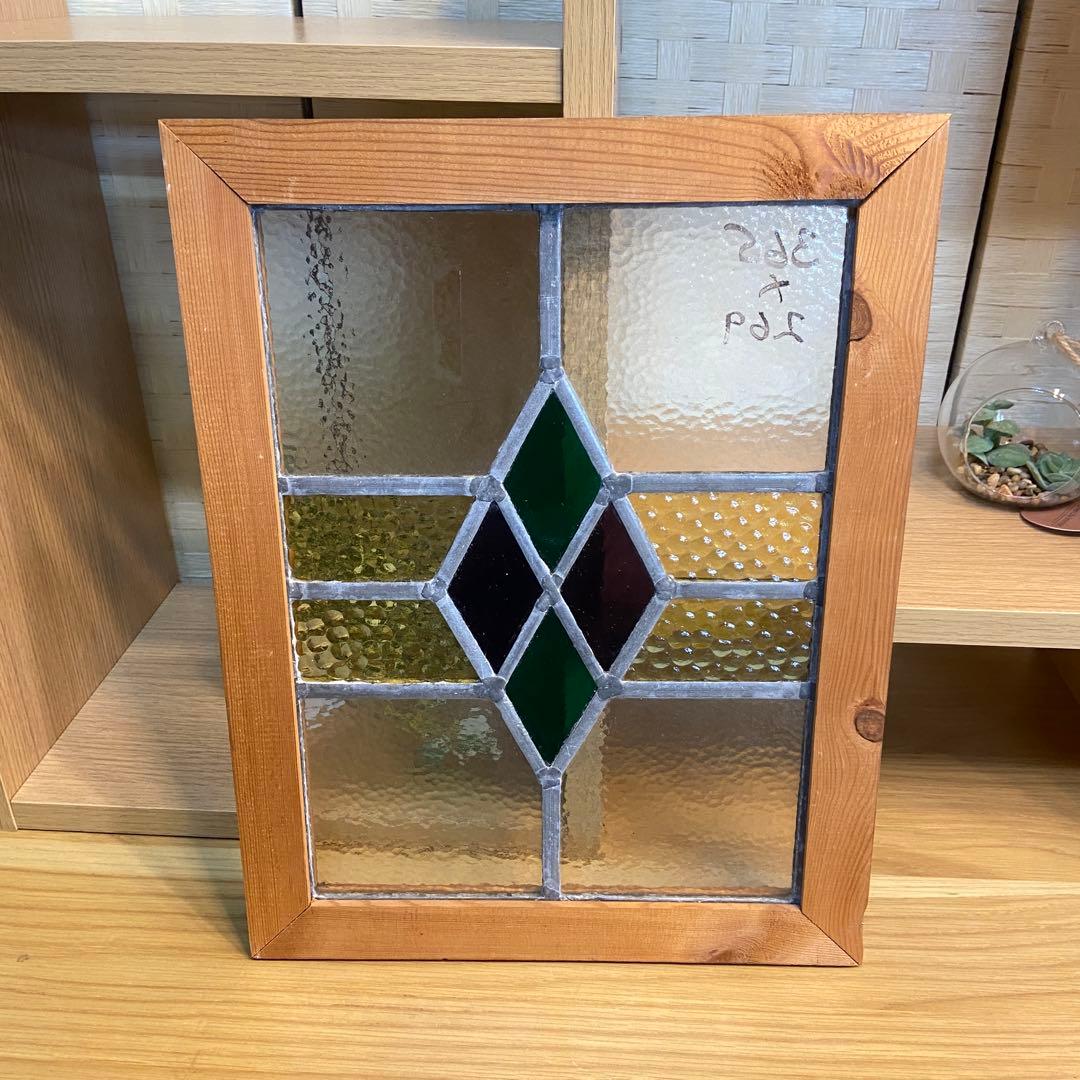 ステンドグラス　アンティーク　イギリス　窓　32×41.5cm