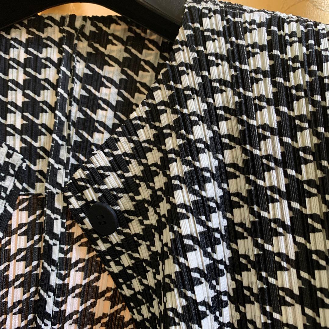 【極稀少】プリーツプリーズ 白黒千鳥格子ジャケット