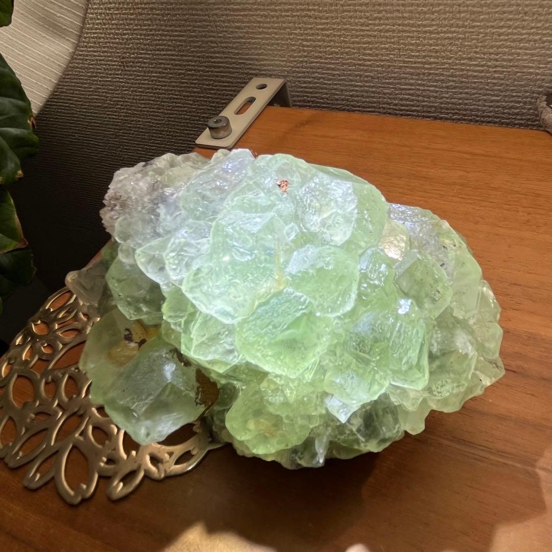 天然石 湖南省産 大型グリーンフローライト原石991g