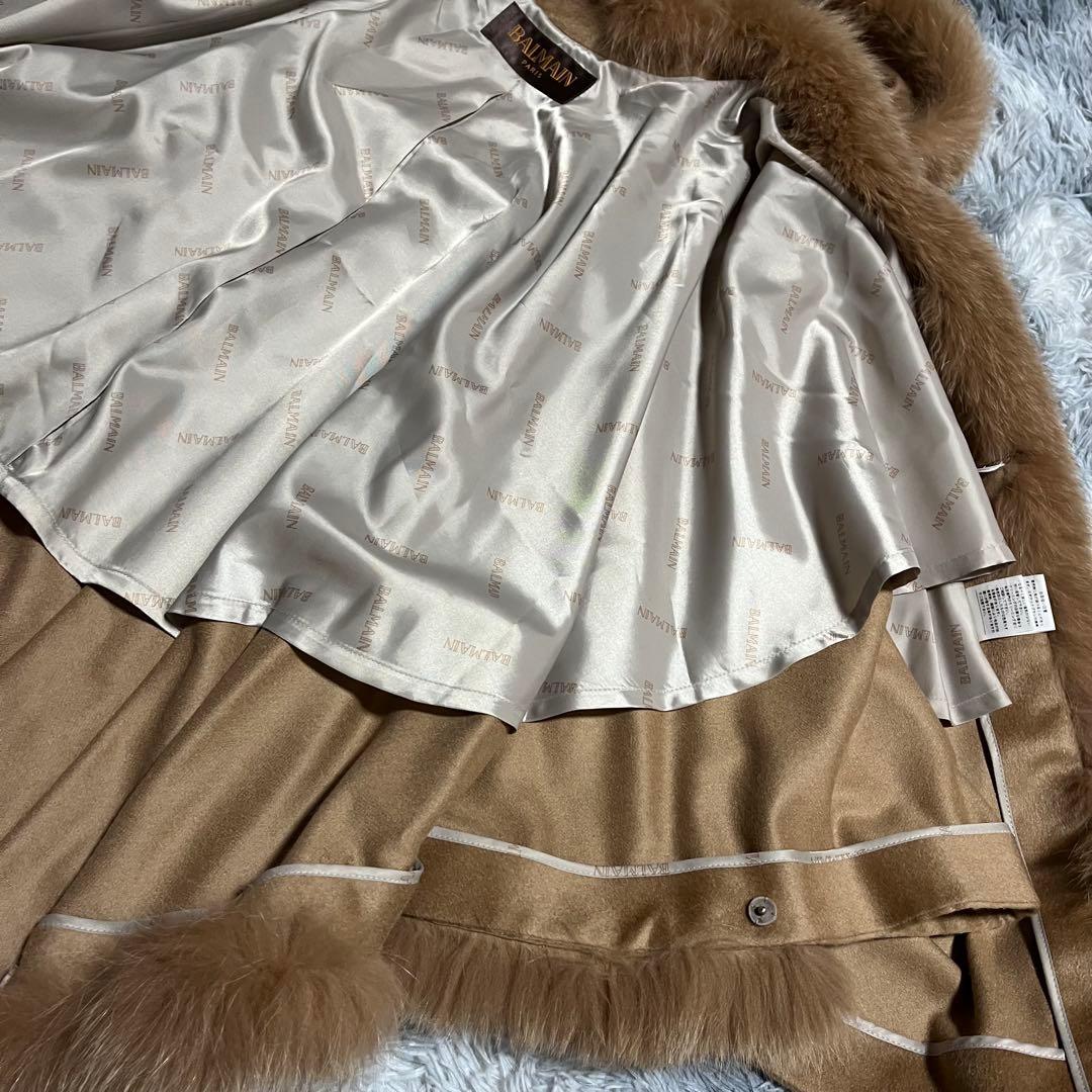 未使用　BALMAIN バルマン カシミヤ100% フォックスファー ポンチョ