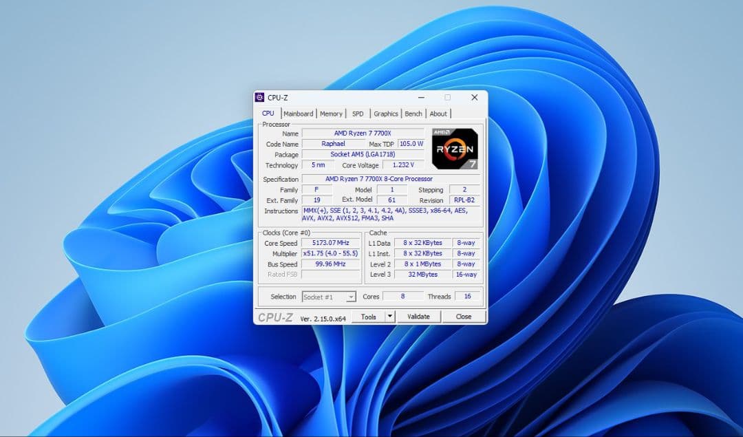 CPU AMD Ryzen 7 7700X 4.5GHz-5.4GHz AM5