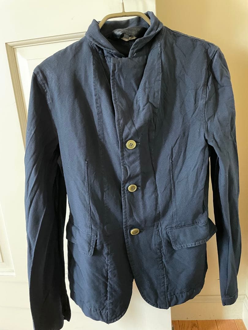 コムデギャルソン ポリ縮絨ドッキングテーラードジャケット ネイビー XS