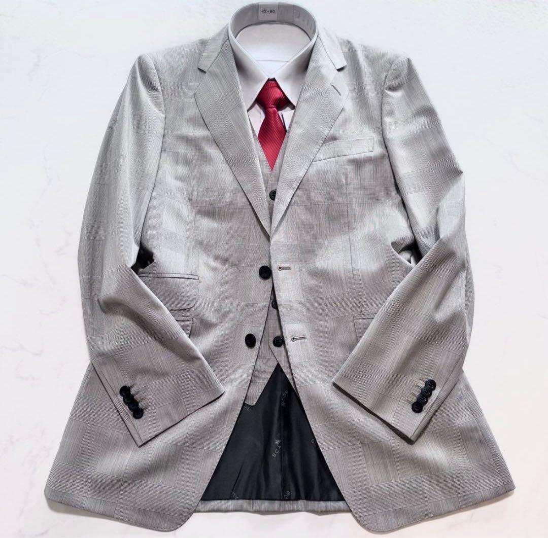 SCABAL オーダースーツ 3ピース グレンチェック　美品