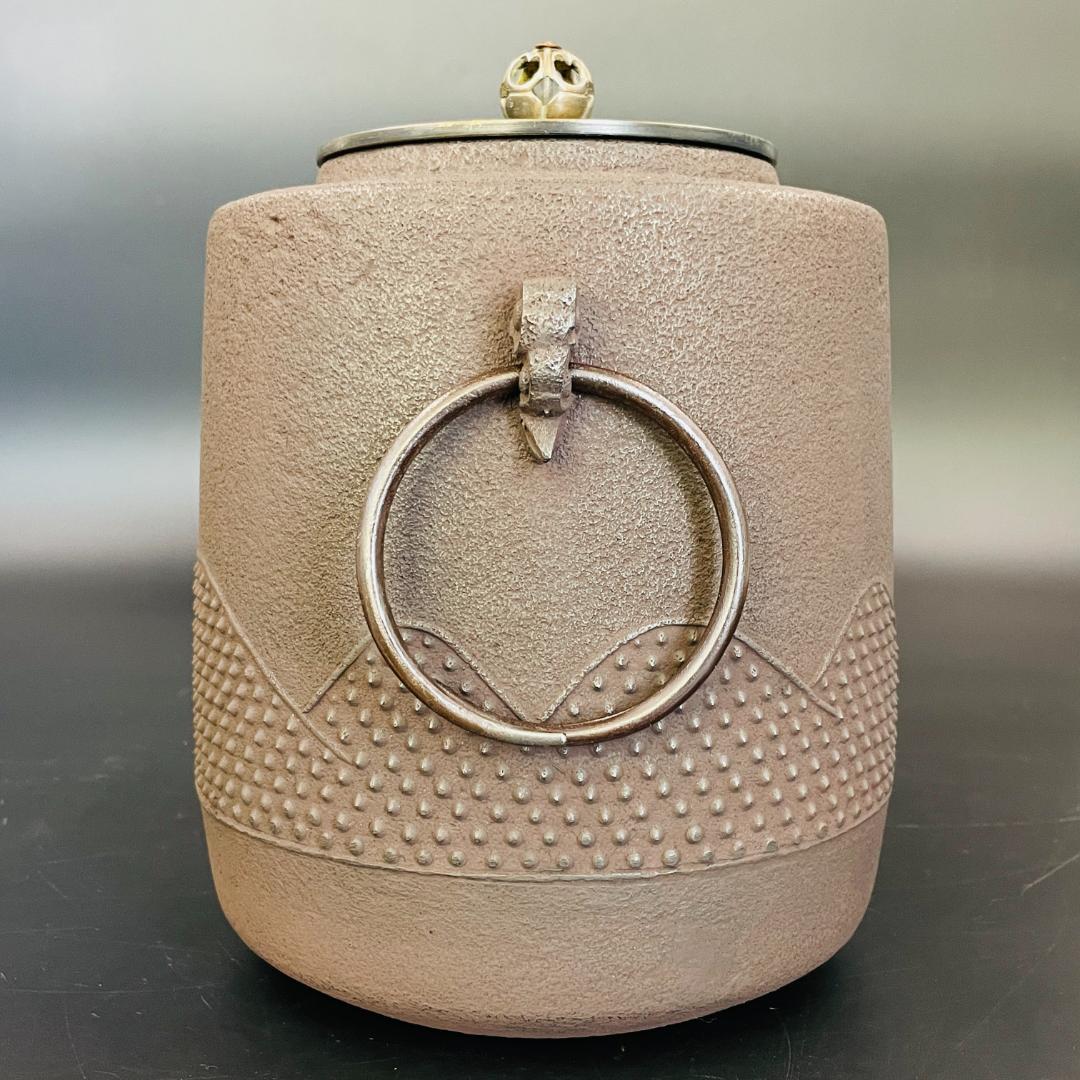 鵬雲斎好 遠山釜 釜師 増山馨鉄 銅蓋 金属工芸 共箱 栞付 R8SB79