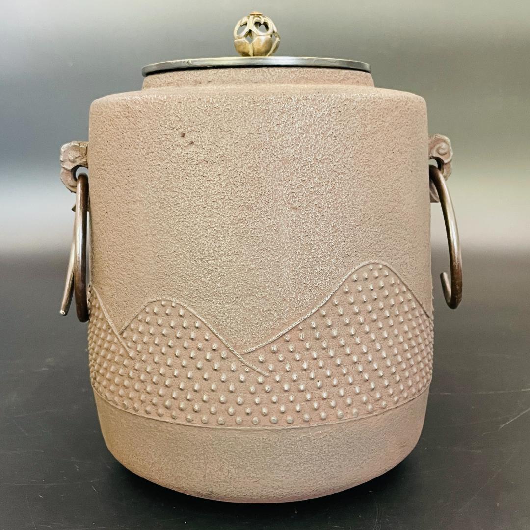 鵬雲斎好 遠山釜 釜師 増山馨鉄 銅蓋 金属工芸 共箱 栞付 R8SB79