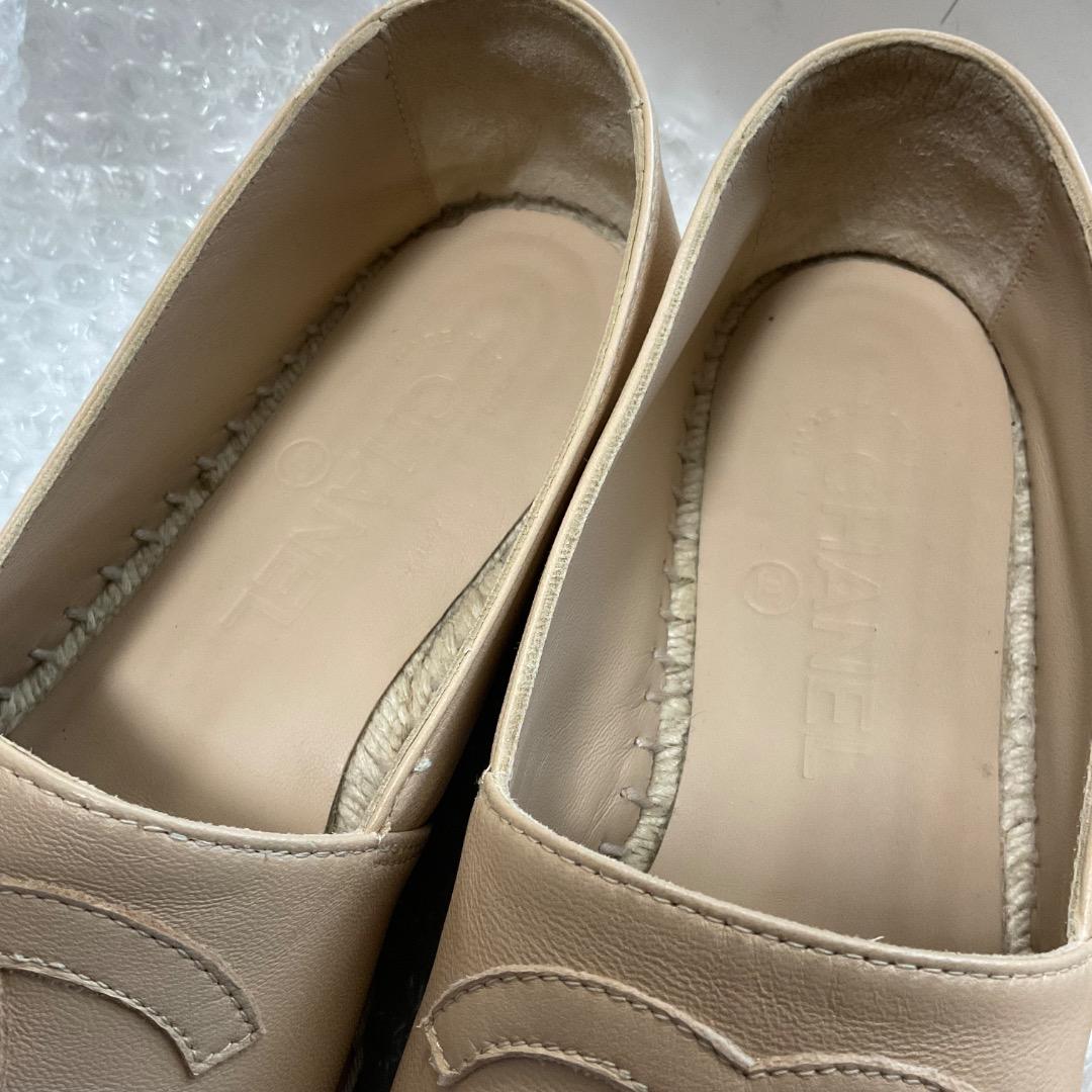 美品 シャネル エスパドリーユ ラムスキン 38