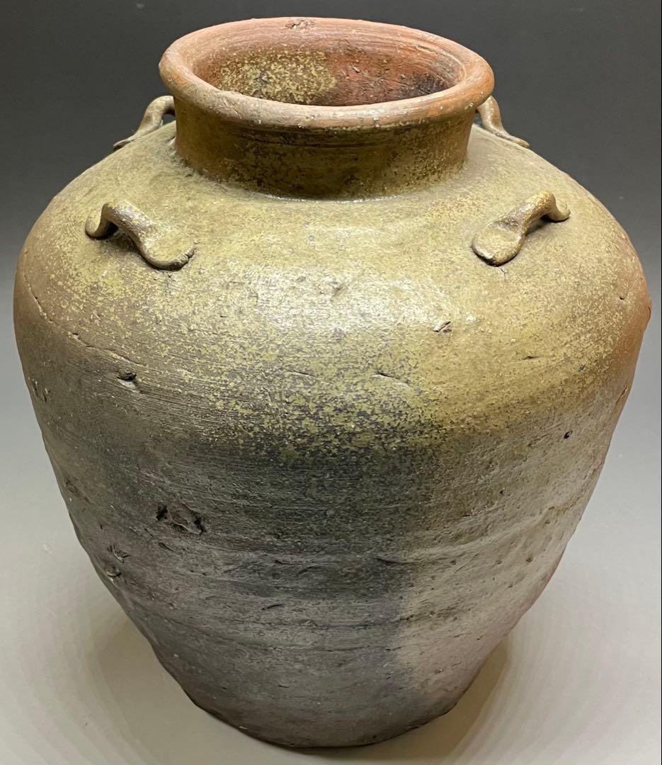 古備前　四耳壺　葉茶壺　28.5cm y5517
