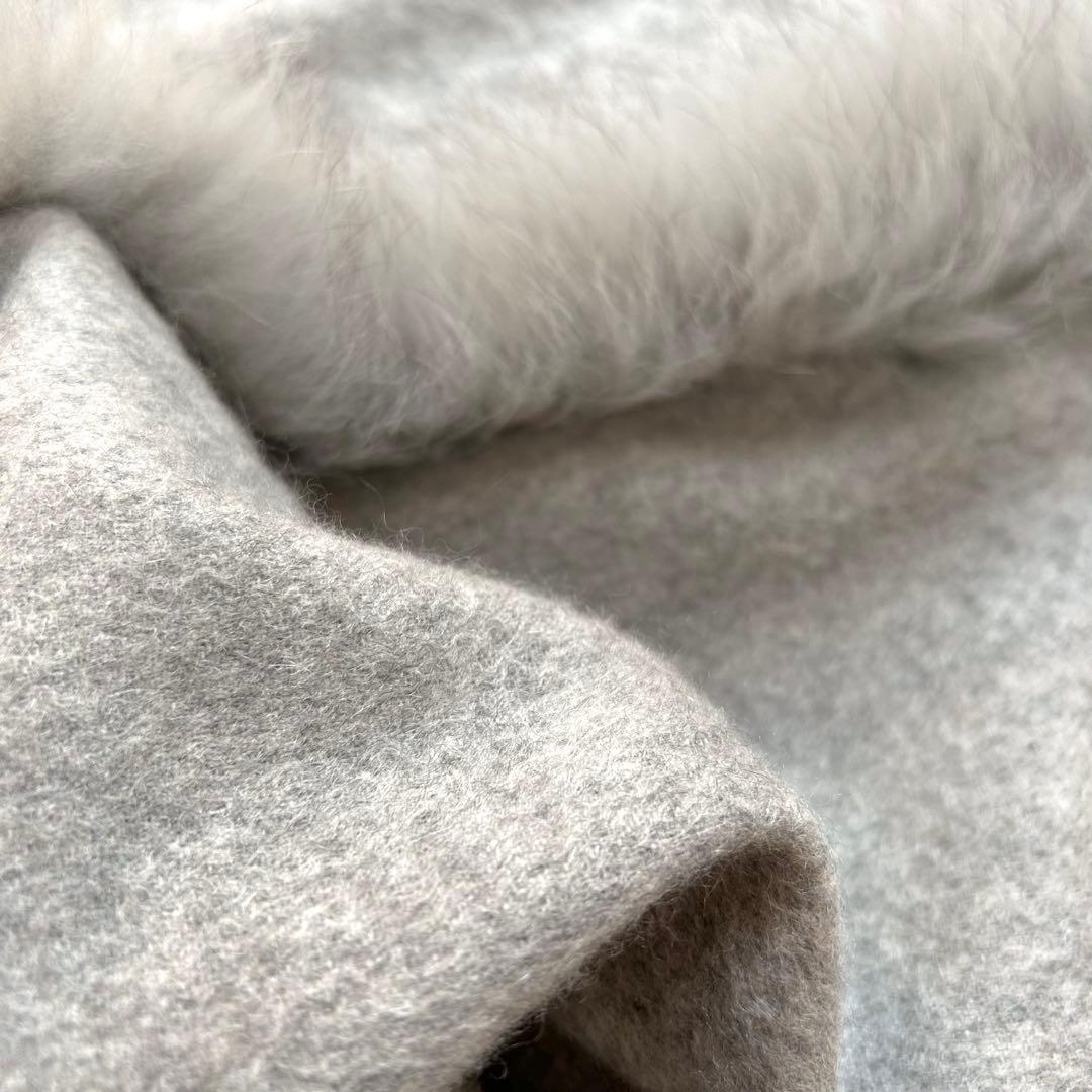 極美品　グレース　フード付　フォックスファートリミングカシミヤストール　大判