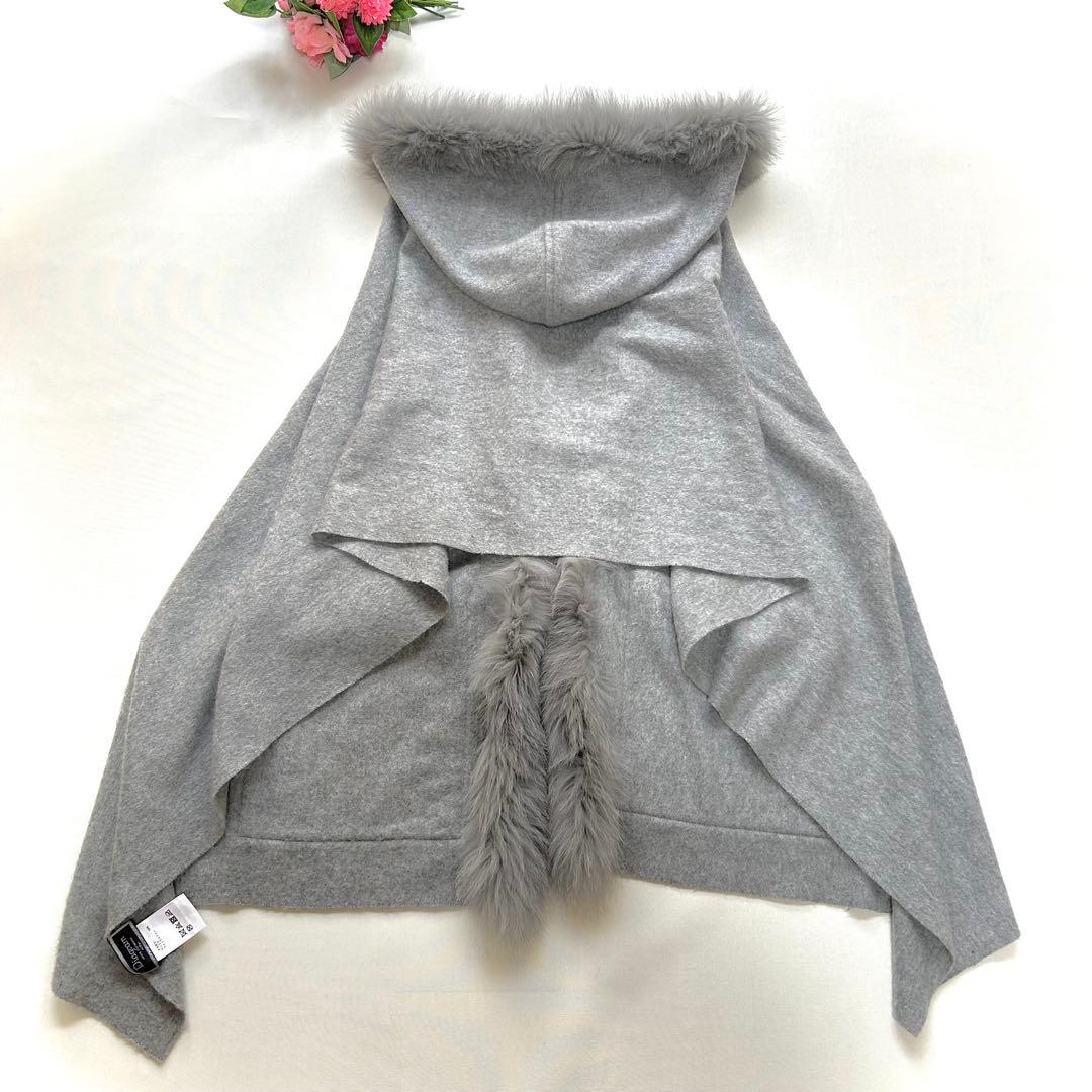 極美品　グレース　フード付　フォックスファートリミングカシミヤストール　大判