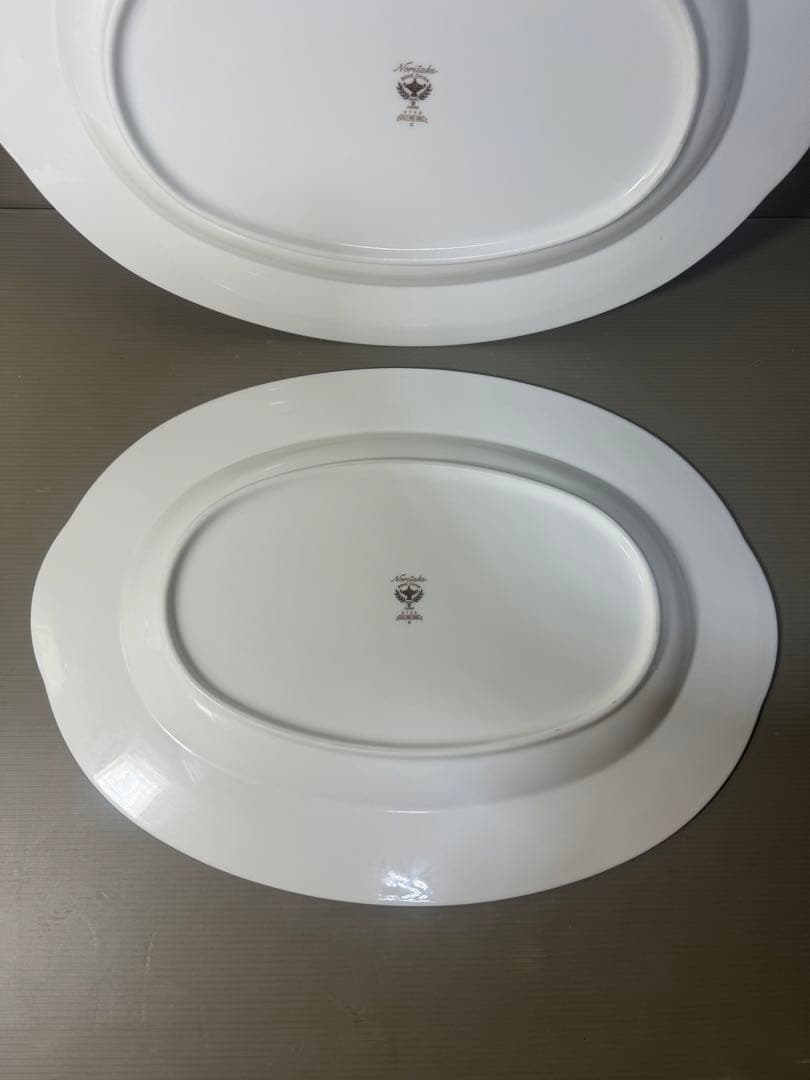 2627 オールドノリタケ　瑠璃片葉金蝕　楕円皿　2客　42cm 未使用