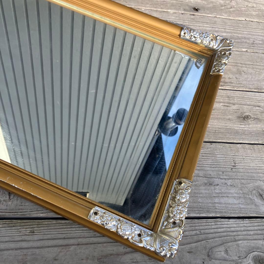 北欧レトロ 富士 花柄装飾 象嵌木製フレーム 大型ミラー 姿見 壁掛けミラー