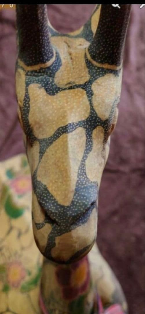 珍しい　木製キリン置物