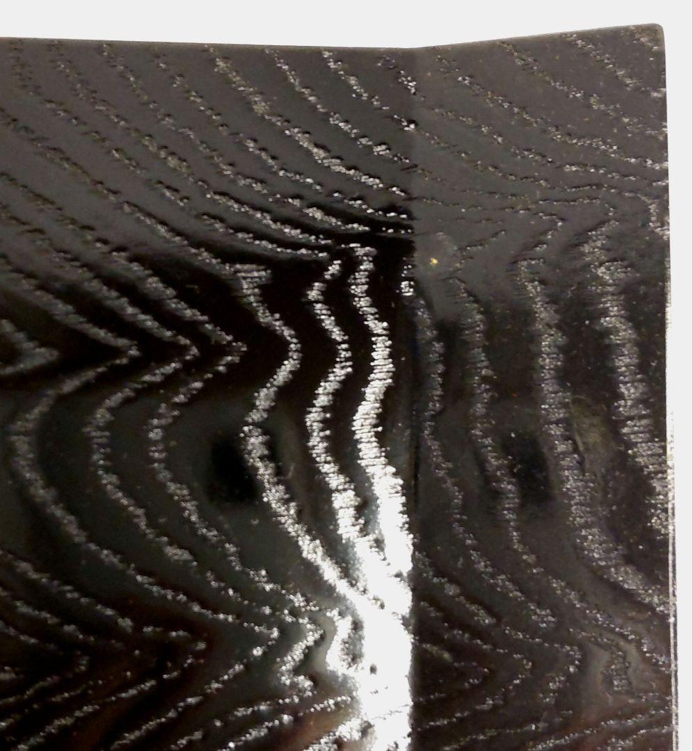 木目の美しい折敷　卓上膳　吹上型　天然木製　黒　漆塗り　５枚セット　共箱あり