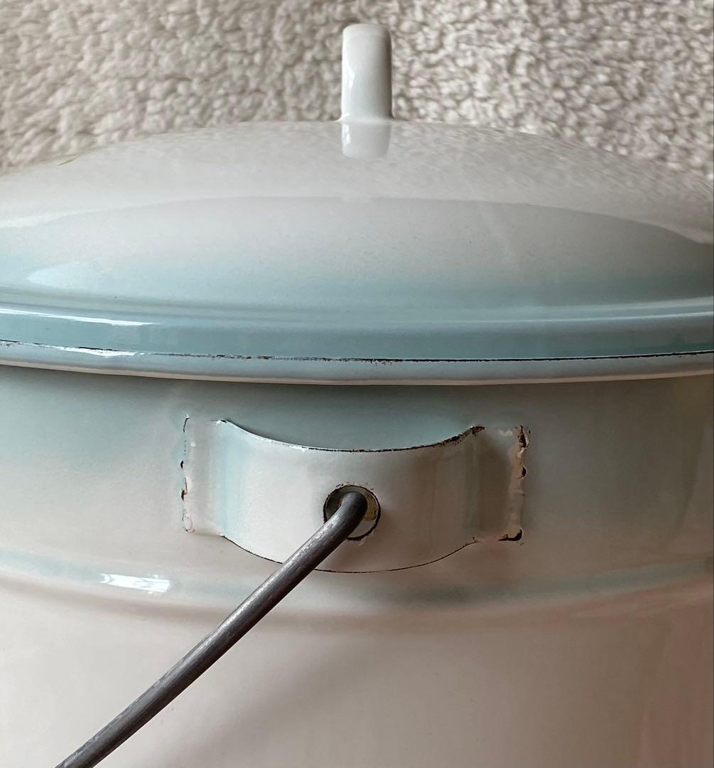 イマン　ポワージュ　ホーロー製蓋付き特大バケツ　ストッカー　目立つ欠け無し❣️