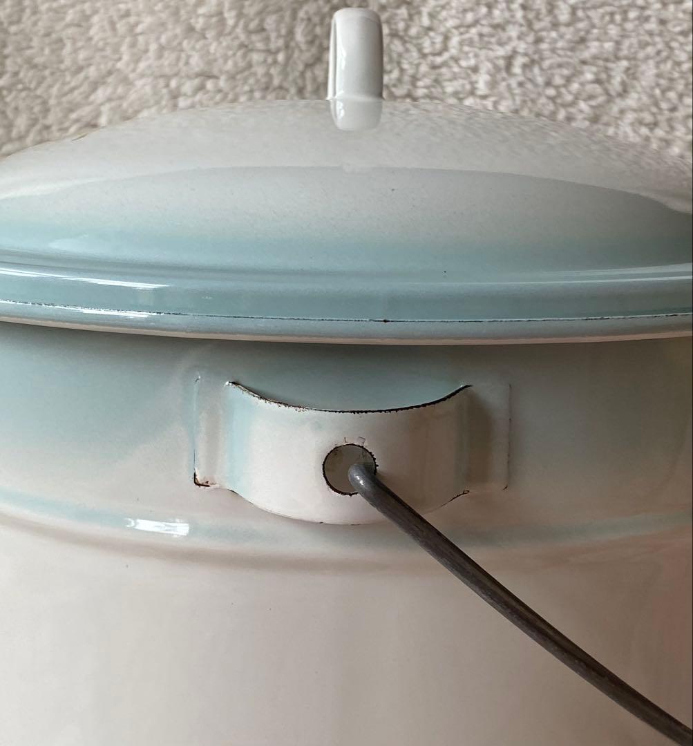 イマン　ポワージュ　ホーロー製蓋付き特大バケツ　ストッカー　目立つ欠け無し❣️