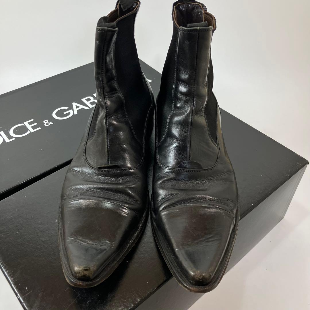 A2G04■DOLCE&GABBANA レザーサイドゴアブーツ 7 D&G